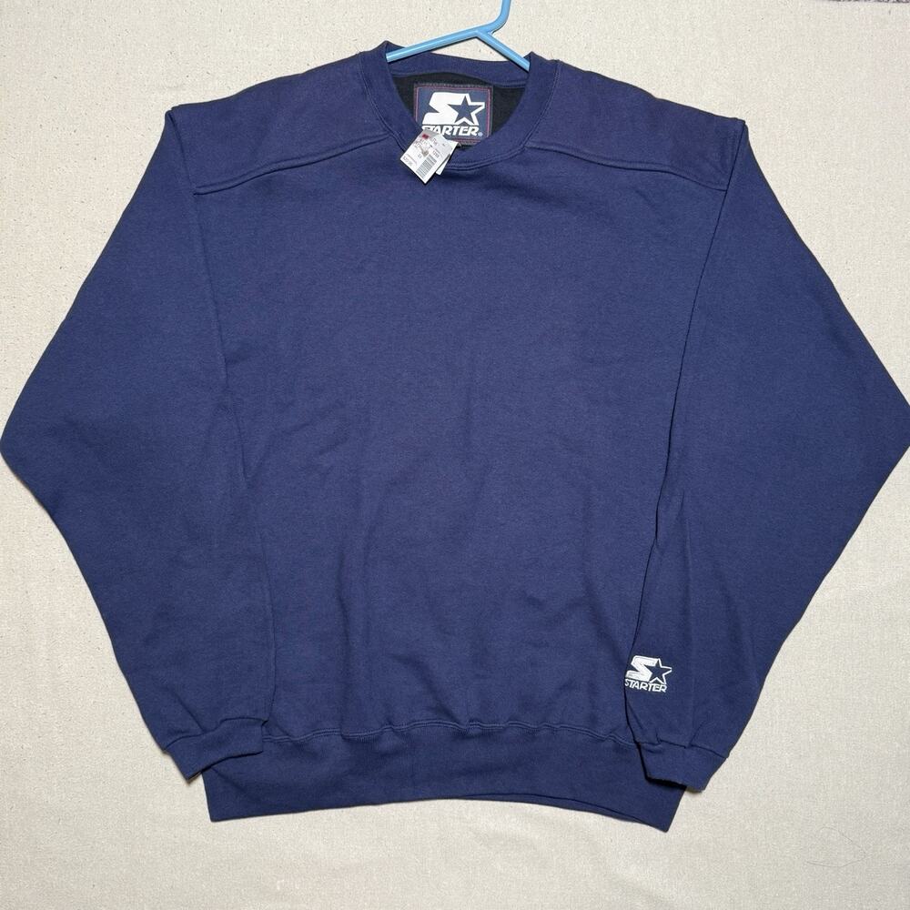 NWT Vintage Starter Sweatshirt Mens Medium Blank Navy Blue Plain Essentials 90s